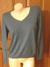 Talbot's Blue V-Neck Long Sleeve Tee Misses Size L