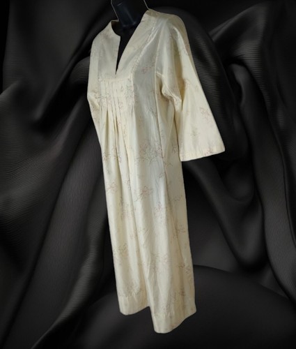 Vtg 70s Evan Picone Caftan Night Dress Bohemian Boho Yellow Floral Flannel Lined - Picture 3 of 13