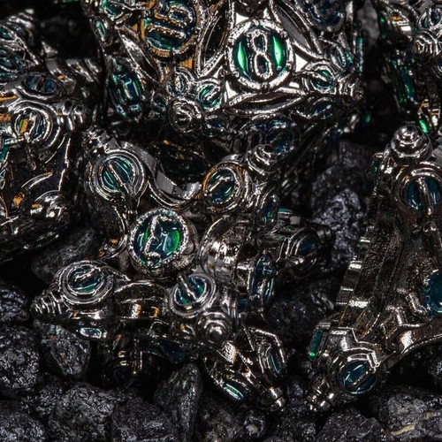 Sage’s Finials Midnight Glade Metal Polyhedral Dice Set DnD RPG Games - Picture 18 of 18