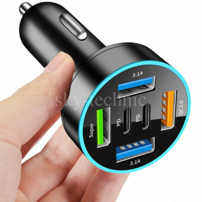 Auto Ladegerät USB-C USB A Zigarettenanzünder Ladeadapter KFZ Schnell-Ladegerät