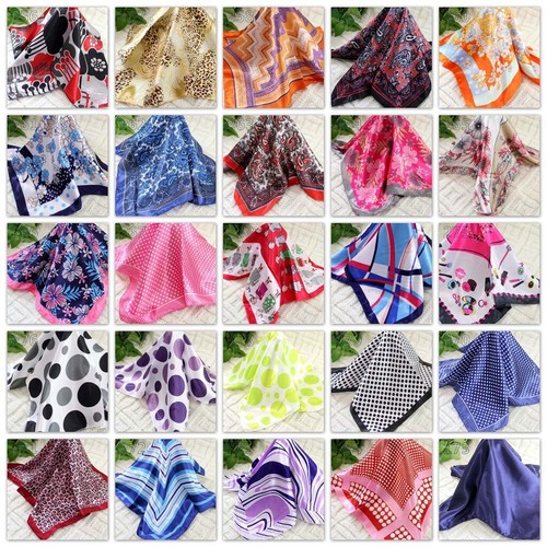 New Fashion Vintage Women Silk Satin Scarves Ladies Small Square Wrap Head Shawl - Picture 7 of 37