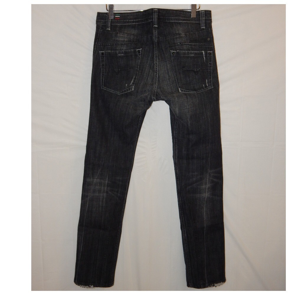 【DISCERNMENT】Destroyed Damage SemiWide Black Denim Jeans DISCERNMENT】Destroyed Damage SemiWide Black Denim Jeans