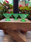 Vintage Set of 3 Federal Glass Uranium Green Paneled Low Sherbet Cups-Exc. Cond. — photo 9