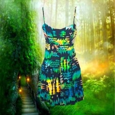 Retro Green Print Dress