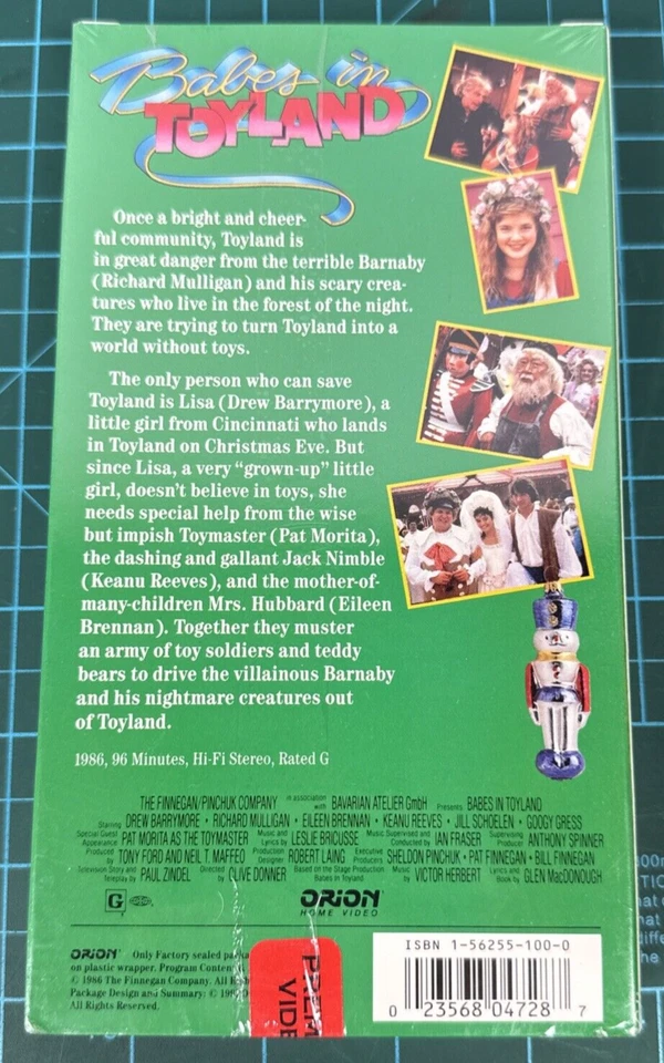 Vtg New Sealed VHS Babes In Toyland 1986 Orion Keanu Reeves Drew Barrymore Movie - Image 2 of 4