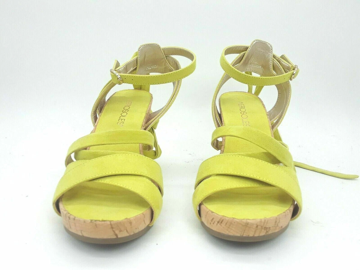 Aerosoles Lilac Women Shoes Plush Wedge Sandals Yellow Sz 6.5 M