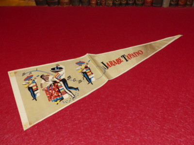 DEKO KUNST SIRUP TAPATIO MEXIKO Ca 1950 60 FANION STOFF REISEN TOURISMUS