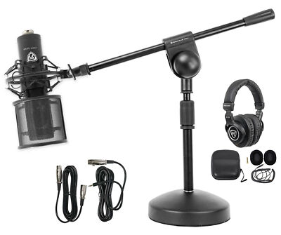Rockville PC Gaming Streaming Twitch Bundle: RCM PRO Microphone+Headphones+Stand