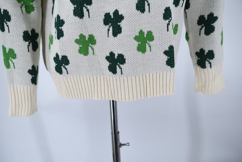 Irish Shamrock AOP St Patrick's Day Acryl Strick Unisex Pullover Größe Medium - Bild 12 von 16