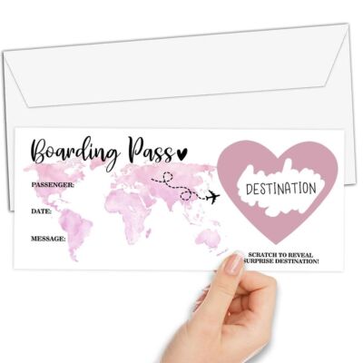 Set of 2 Scratch Off Surprise Boarding Pass Pink