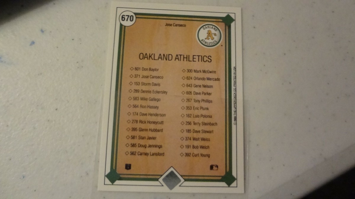 1989 UPPER DECK # 670 OAKLND A'S COLLECTOR'S CHOICE JOSE CANSECO