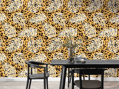 3D Palm Leaf Leopard Texture Self-adhesive Removable Wallpaper Murals Wall 913