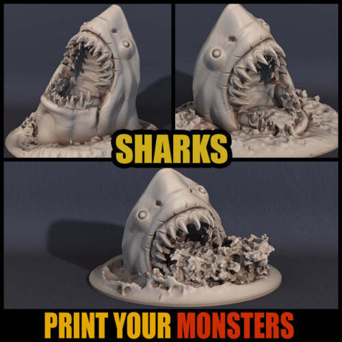 3D Printed Print your Monster Shark 28 32mm D&D - Picture 1 of 7