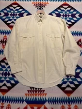1990s American Eagle Button Down Shirt Medium Yellow Made In USA Preppy