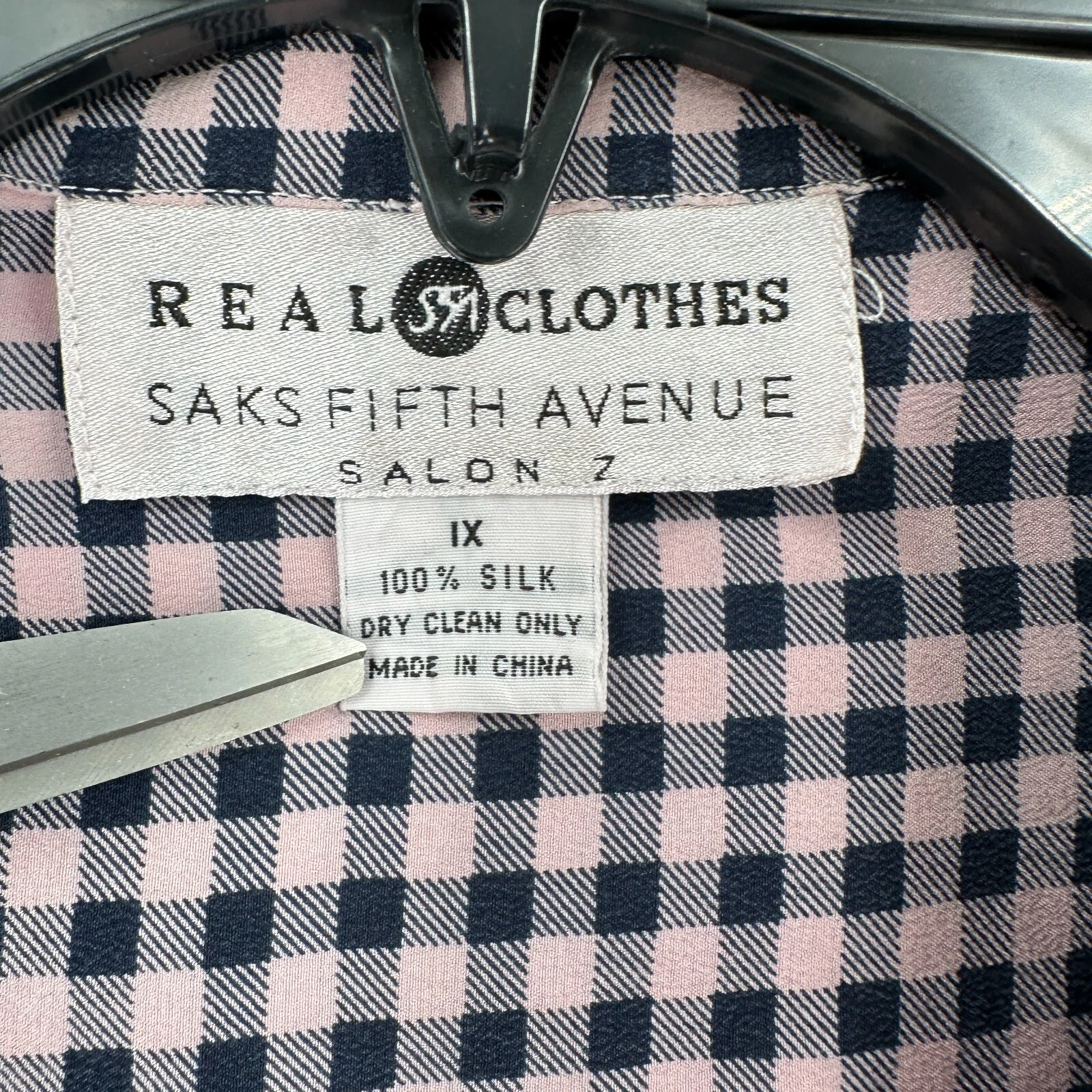 real-clothes silk button plaid check pink shirt