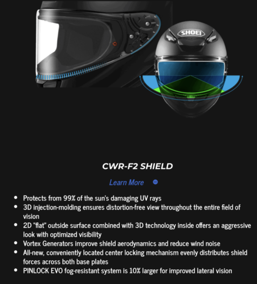 SHOEI CWR-F2 PINLOCK-READY FACE SHIELD | eBay
