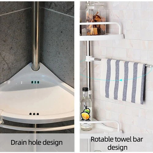 4 Tier Telescopic Bathroom Wall Corner Shelf Rack Shower Caddy Storage Organizer - Picture 6 of 11