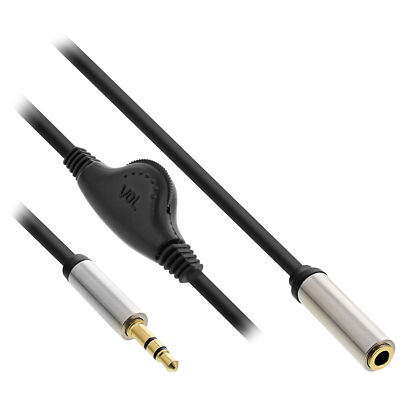 InLine  Slim Audio Kabel Klinke 3,5mm ST / BU, mit Lautstärkeregler, 0,25m
