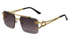 Men Classy Rimless Hip Hop Sunglasses stylish Sun Glasses Gold Rim Smoke Lens