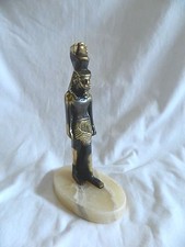 Egyptian Brass King Ramses Statue On Alabaster Base 8.25"High Unique!!
