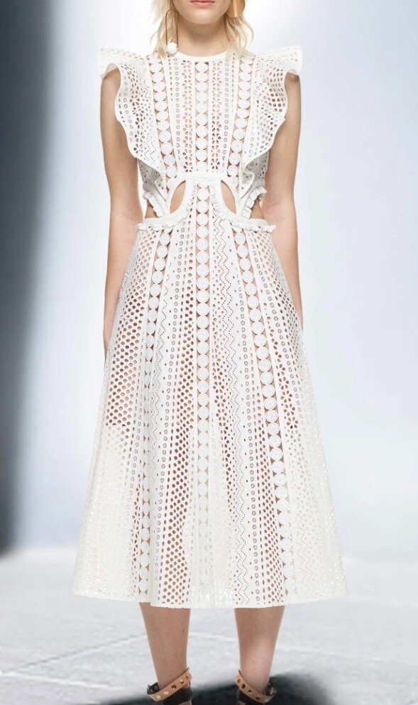 white guipure lace midi dress Reiss 13-14 yrs Guipure-Lace Midi Dress in Ivory