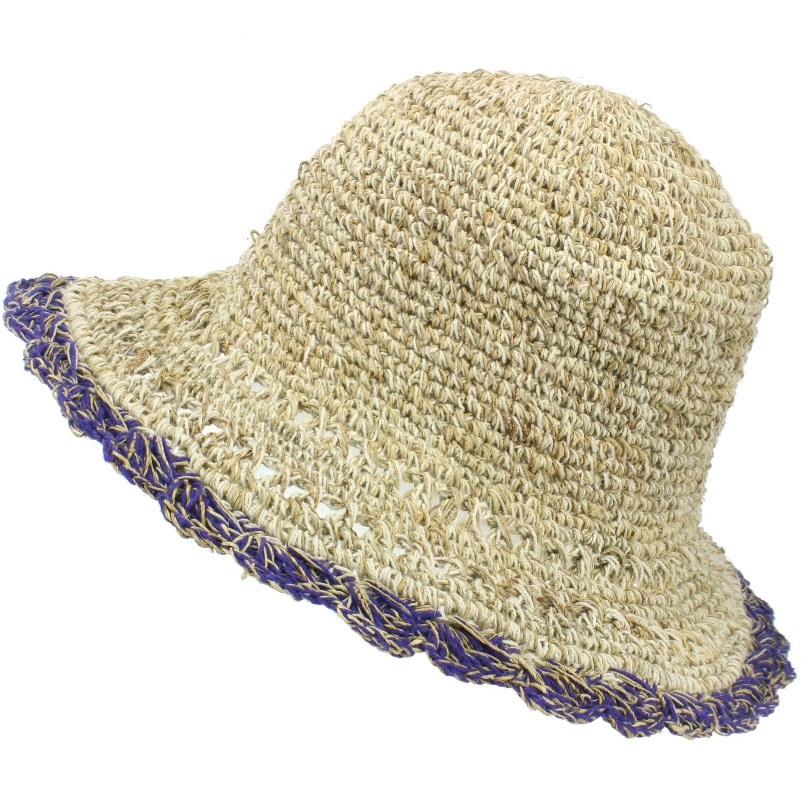LoudElephant Hemp & Cotton Sun Hat - Purple Edge