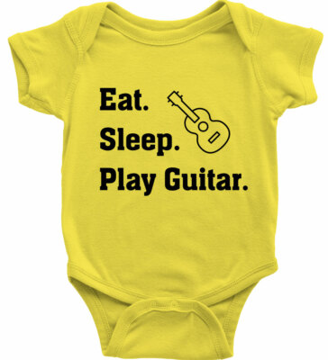 Infant Baby Bodysuit One-Piece Graphic Play Guitar Funny Quotes Eat Sleep Music