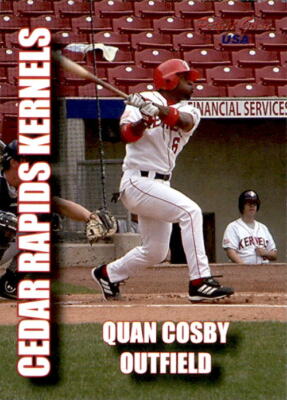 2004 Cedar Rapids Kernels Perfect Game USA #23 Quan Cosby Waco Texas TX Card