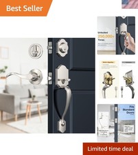 Satin Nickel Front Door Lock Set, Entry Door Handle Set with Deadbolt, Exteri...