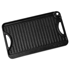 14x8.5 inch Reversible Grill Griddle Pre-Seasoned BBQ Pan Cast Iron Black