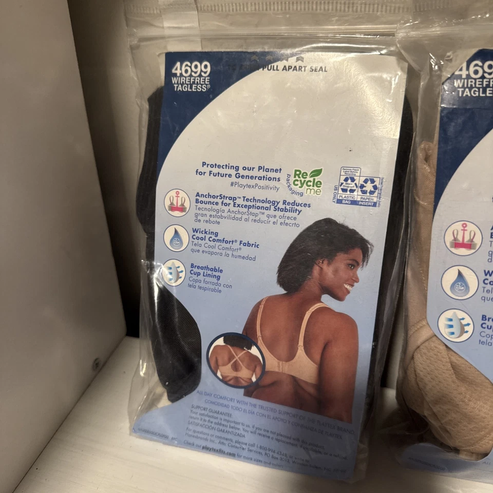 Sujetador Playtex 18 horas control de rebote sin cables soporte de 4 vías - 36 DDD negro nuevo con etiquetas Foto 4 de 4