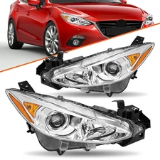 For 2014 2015 2016 Mazda 3 Projector Clear Halogen Right & Left Headlight Set