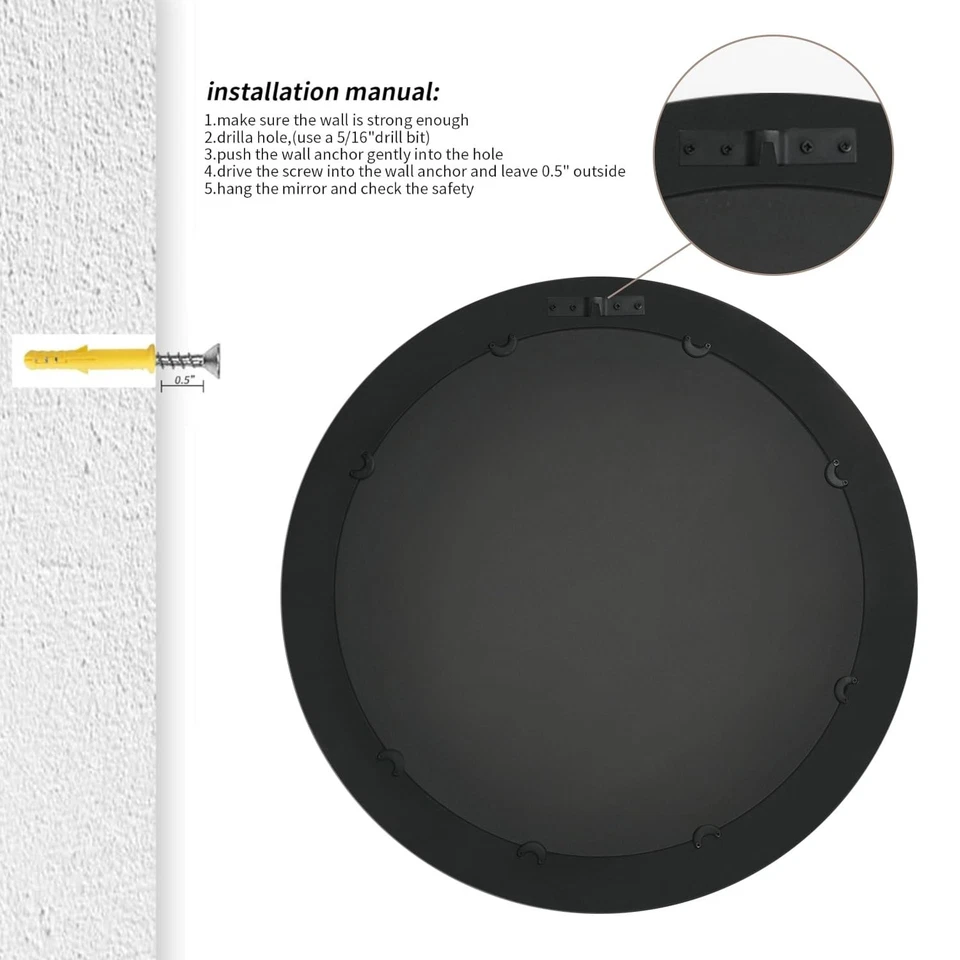 Espejo de pared redondo de 30", espejos circulares con marco de madera de granja, rústico grande de... Foto 3 de 4