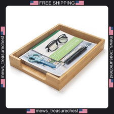 Wooden Desk Organizer Bamboo Letter Tray A4 Paper Mail Storage Basket
