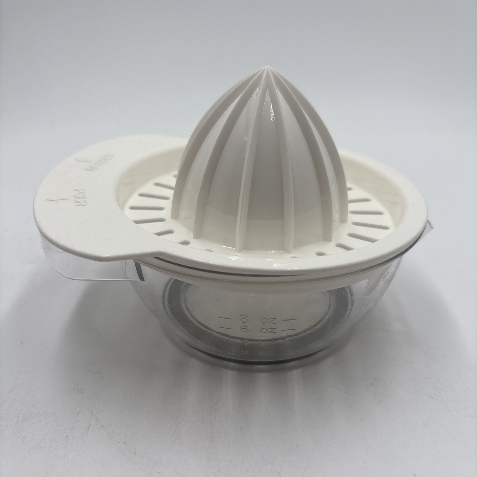 Gemco Citrus Juicer  Reamer Glass Jar Design White Clear Vin