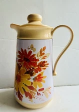 Vintage Interpur Coffee Tea Carafe Insulated Pitcher 70’s Floral Design