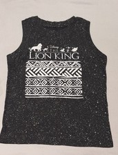 Disney Womens Sz XS Gray Paint Splatter Tribal The Lion King Movie Crop Tank Top