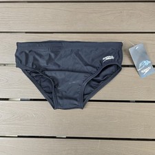 Speedo Men's Nylon Powerflex Solid Black Racer Briefs Sz 30 New