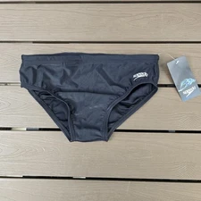 Speedo Men's Nylon Powerflex Solid Black Racer Briefs Sz 30 New