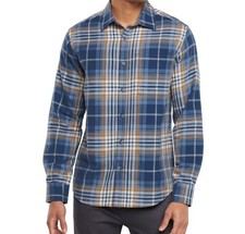 Eddie Bauer Flannel Men's 80 Blue Plaid Button Brushed Bristol Shirt Size XS