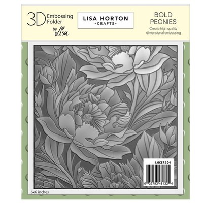 Lisa Horton Crafts Embossing Folder 6''X6''-Bold Peonies