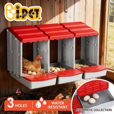 i.Pet Chicken Nesting Box 3 Hole Roll Away Poultry Hen Laying Egg Hutch Red