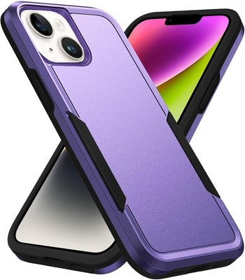 Dual Layer Heavy-Duty Shockproof Rugged Protective Case for iPhone 14, Purple