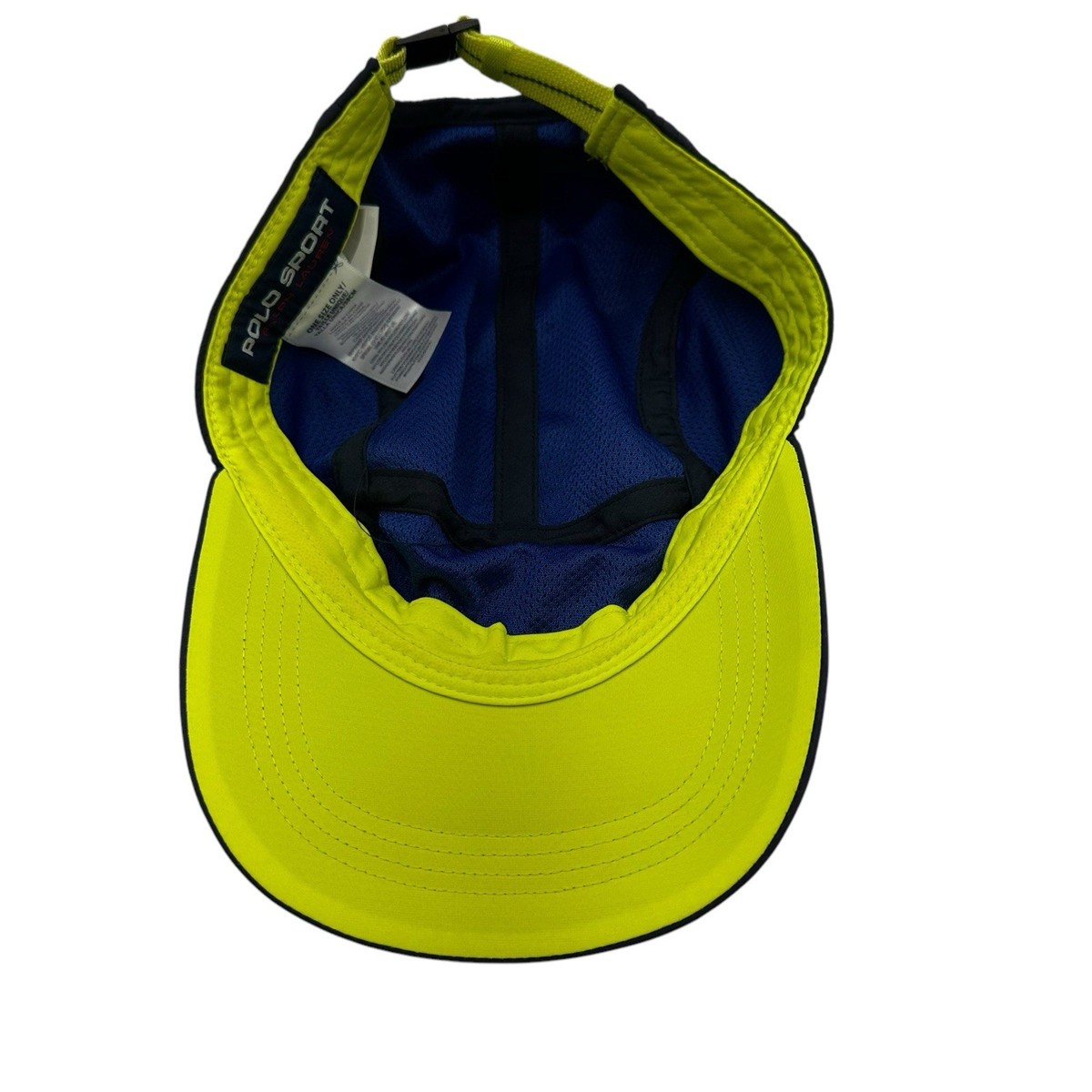 Polo Sport 5 Panel Nylon Strap Back Hat Cap Adult Yellow Blue