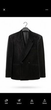 Giacca blazer cappotto sportivo doppiopetto due bottoni velluto nero Zara grande