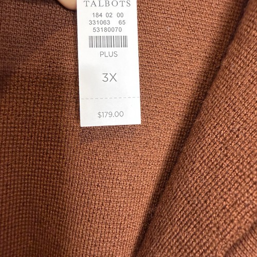 Talbots Pure Merino Wool Button Front Cardigan Sweater Blazer 3X Brown NWT - Picture 6 of 11