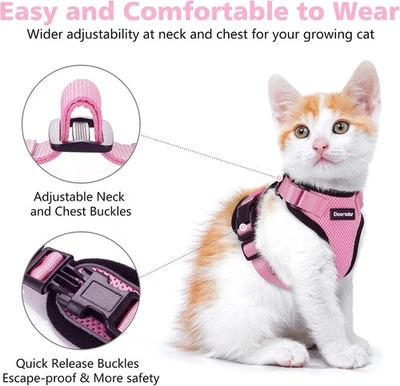HALYPET Cat Harness Leash Set, Escape Proof Safe Adjustable Harnesses Breathable Mesh