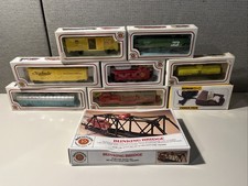 Bachmann HO Scale Train Lot- Locomotive, Cars, Bridge, Power Pack- New in Box