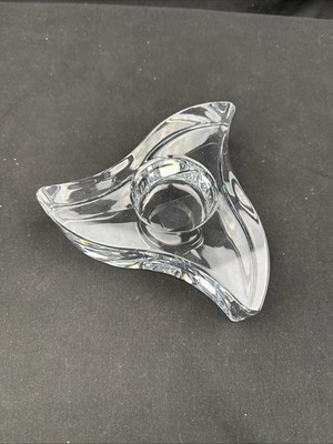 Mikasa Lead Crystal Wave Form Candle Holder 5 Inch Vintage Art Glass