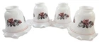 Set of 4 Vintage Milk Glass Ceiling Fan Shades Rose Floral Ruffled Edge